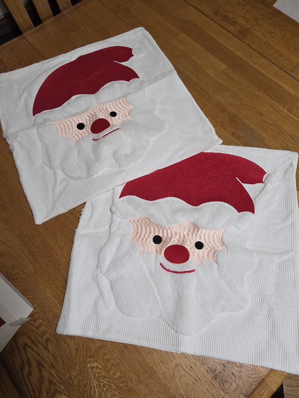 Festive Santa Face Holiday Quilted Throw Pillow Covers - Red & White